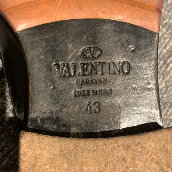 Designer Valentino Garavani Men's Studded Black & Blue Laceup Oxford Shoes - Picture 7 of 12